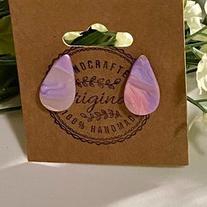 Handmade Pink & Purple Teardrop Earrings